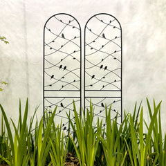 2 Pack Metal Garden Trellis 86.7" x 19.7" Rustproof Trellis for Climbing Plants Outdoor Flower Support Bird Deco Black