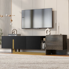 VIBE HAUS 66.7'' Light Luxury TV Stand for TVs up to 70 Inches, Modern TV Cabinet with Metal Legs, 1 Drawer, 2 Cabinets and Adjustable Shelves for Living room