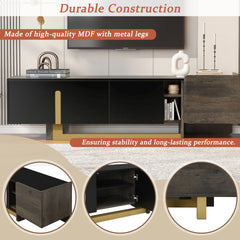 VIBE HAUS 66.7'' Light Luxury TV Stand for TVs up to 70 Inches, Modern TV Cabinet with Metal Legs, 1 Drawer, 2 Cabinets and Adjustable Shelves for Living room