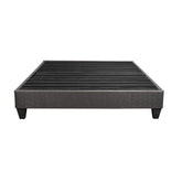 Full Size Platform Bed Base, Upholstered Mattress Foundation Bed Frame, Dark Grey