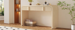 TREXM Modern Console Table with 2 Storage Drawers, Fluted Entryway Table with Rounded Silhouette for Hallway Living Room and Entryway (Apricot Cream)