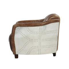 Brancaster Retro Brown Grain Leather & Aluminum Chair