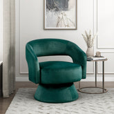 Modern Luxury Swivel Accent Chair 1pc Green Velvet Upholstery Solid Wood Stylish Home Furniture