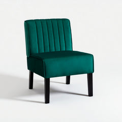 Reese Mid Century Modern Accent Chairs Set of 2 with Minimalist Design, Elegant Velvet Upholstery and Solid Wood Legs, Ideal for Living Room or Bedroom, Green