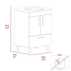 White 2-Door Rectangle Single Bathroom Vanity