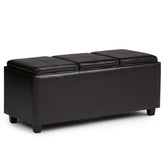 Avalon 42 inch Wide Storage Ottoman in Tanners Brown Vegan Leather