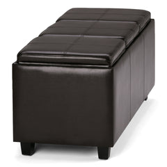 Avalon 42 inch Wide Storage Ottoman in Tanners Brown Vegan Leather