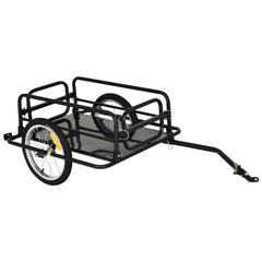 Aosom Bike Cargo Trailer for Hefty Loads, Foldable Compact Storage, Universal Hitch, Bike Wagon Bike Trailer Bicycle Cargo Trailer Bike Attachment with 16" Wheels, Heavy-Duty, Black