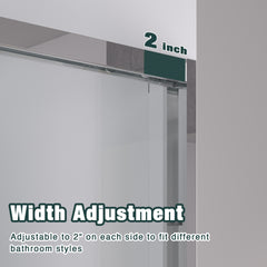 56-60"x58" Aluminum Frame Double Sliding Bathtub Screen, Bypass Bathroom Sliding Door with Premium 1/4" (6mm) Clear Tempered Glass, Chrome Hardware Sliding Glass Shower Enclosure,Chrome Finished