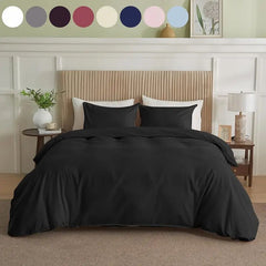Serta Simply Clean Solid Duvet cover Black King