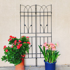 4 Pack Metal Garden Trellis 71" x 17.7" Rustproof Trellis for Climbing Plants Outdoor Flower Support Black