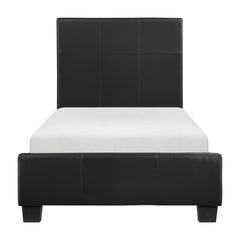 Contemporary Twin Platform Bed 1pc Durable Black Faux Leather Bedroom Furniture