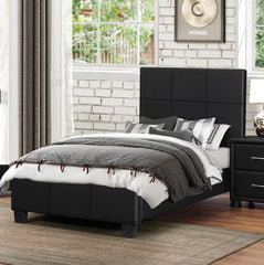 Contemporary Twin Platform Bed 1pc Durable Black Faux Leather Bedroom Furniture