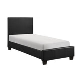 Contemporary Twin Platform Bed 1pc Durable Black Faux Leather Bedroom Furniture