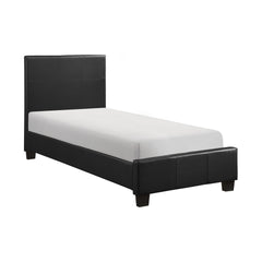 Contemporary Twin Platform Bed 1pc Durable Black Faux Leather Bedroom Furniture