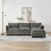 107-inch L-shaped sofa with cotton-linen velvet texture, corner sofa with storage function on the side, suitable for living room, office and spacious space,3 seats can be extended
