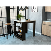 3-Drawer Kitchen Island Wenge and Pine