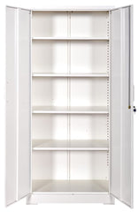 Container Furniture Direct Ironclad 71" Metal Storage Cabinet with Locking Doors and 4 Adjustable Shelves, Heavy-Duty Steel Cabinet for Garage, Laundry, Office, or Warehouse, Cream White