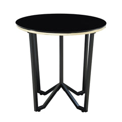 Round Coffee Table and End Tables 3pc Set Black Tempered Glass Top Metal Frame Modern Living Room Furniture