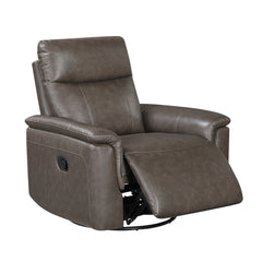 Luxury Comfort Premium Leather Recliner 1pc Dark Brown Upholstery Gentle Gliding Swivel Motion Living Room Furniture