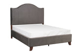 Modern Traditional Bedroom Gray Velvet Upholstered Full Bed Camelback Headboard Nailhead Trim Solid Wood Furniture 1pc Panel Bed