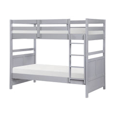 Bunk Bed Twin Over Twin Gray Finish Sturdy Wood Frame Guard Rails Youth Bedroom Furniture 1pc
