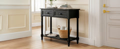 TREXM Daisy Series Console Table Traditional Design with Two Drawers and Bottom Shelf (Black)