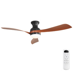52-Inch Ceiling Fan With Light And Remote Control,With 3 ABS Fan Blades,Flush Mount Ceiling Fan with Reversible DC Motor,6 Wind Speed Adjustable,Dimmable Light