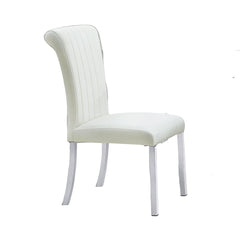 2p Side Chair Channel Tufted Back Seat Contemporary White And Silver Finish Dining Furniture