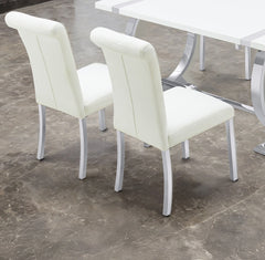 2p Side Chair Channel Tufted Back Seat Contemporary White And Silver Finish Dining Furniture
