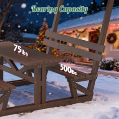 Outdoor waterproof solid wood picnic table and bench set with removable canopy - suitable for all-weather patios, gardens, decks, parks, beaches