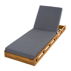 LOUNGE CHAISE SET, ACACIA WOOD WITH WATER-RESISTANT LOUNGE CUSHIONS (Dark Grey/ & 4 INCH THICK) - MATCHING CREAM VERSION AVAILABLE