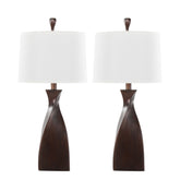 Curvo 30" Contemporary Polyresin Table Lamp in Copper Bronze Polyresin with Natural Linen Shade from Grandview Gallery by LumiSource - Set of 2