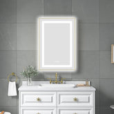 20 x 32 Inch LED Bathroom Mirror with Front and Backlight, Wall Mounted Vanity Mirror with Aluminum Frame, Anti-Fog, Memory, 3 Colors, Stepless Dimmable