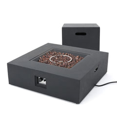 Outdoor 50000 BTU Propane Fire Pit, Dark Grey, with Tank Holder