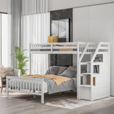 Twin over Full Loft Bed with Staircase,White(OLD SKU:SM000107AAK)