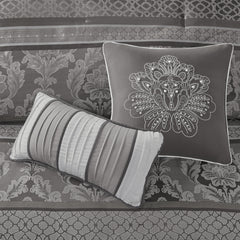 7 Piece Jacquard Comforter Set Grey Cal King