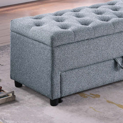 Contemporary Living Room Furniture Ottoman w Storage And Under seat Drawer Gray Color 1pc Ottoman Tufted Seat Boucle