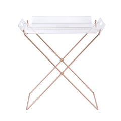 Clear and Copper Tray Table with Removable Tray