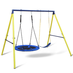 2 in 1 Swing Set With Hammock Swing, Belt Swing for Backyard