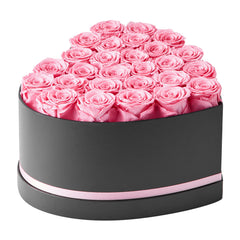 Forever Flowers, 27 Preserved Roses in a Heart Shape Box, Eternal Flowers Immortal Bouquet Birthday Present for Women Her Wife Mothers, Anniversary, Valentine's Day,Christmas, Pink
