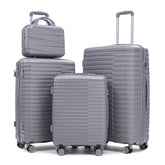 14"/20"/24"/28" 4 pcs/set in PP Spinner Wheel Luggage, Carry on Suitcase, Iron Pull Rod, Combination Password Lock, 14" Cosmetic Case (Light Gray)
