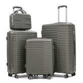 14"/20"/24"/28" 4 pcs/set in PP Spinner Wheel Luggage, Carry on Suitcase, Iron Pull Rod, Combination Password Lock, 14" Cosmetic Case (Green)