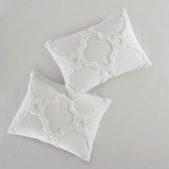 3 Piece Tufted Cotton Chenille Geometric Comforter Set Off-White King/Cal King