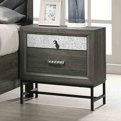 Contemporary Style 1pc Nightstand Metal Legs Acrylic Handle And Accent Gray Finish Bedroom Furniture