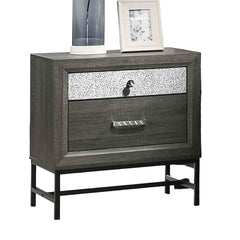 Contemporary Style 1pc Nightstand Metal Legs Acrylic Handle And Accent Gray Finish Bedroom Furniture
