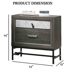Contemporary Style 1pc Nightstand Metal Legs Acrylic Handle And Accent Gray Finish Bedroom Furniture