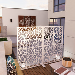Metal Privacy Screens W3.8Ft X H6Ft Outdoor and Indoor Divider with Free Standing Decorative Privacy Screen for Balcony Patio Garden Room Divider, White Bird Shape