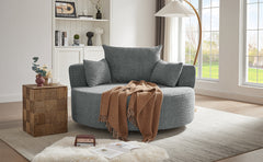 360° Swivel Chair Accent Barrel Chair Swivel Round Sofa Chair with 3 Removable Pillows for Living Room, Bedroom, Office and Hotel, Grey