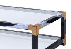 Lafty Clear Glass & White Brushed Finish Coffee Table